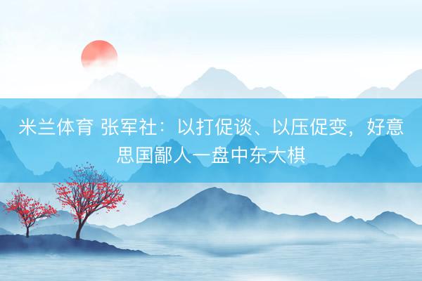 米兰体育 张军社：以打促谈、以压促变，好意思国鄙人一盘中东大棋