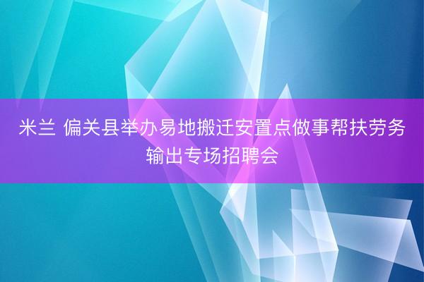 米兰 偏关县举办易地搬迁安置点做事帮扶劳务输出专场招聘会
