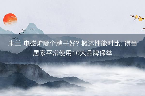 米兰 电磁炉哪个牌子好? 概述性能对比: 得当居家平常使用10大品牌保举
