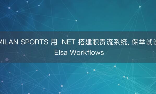 MILAN SPORTS 用 .NET 搭建职责流系统, 保举试试 Elsa Workflows